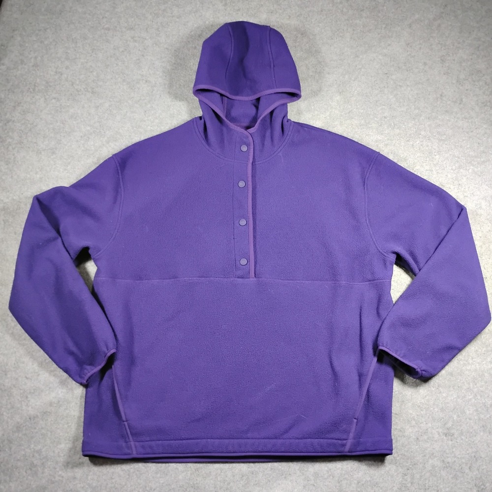 Outdoor Voices RecFleece Snap Up Hoodie Women's XL Purple Fleece Pullover Jacket